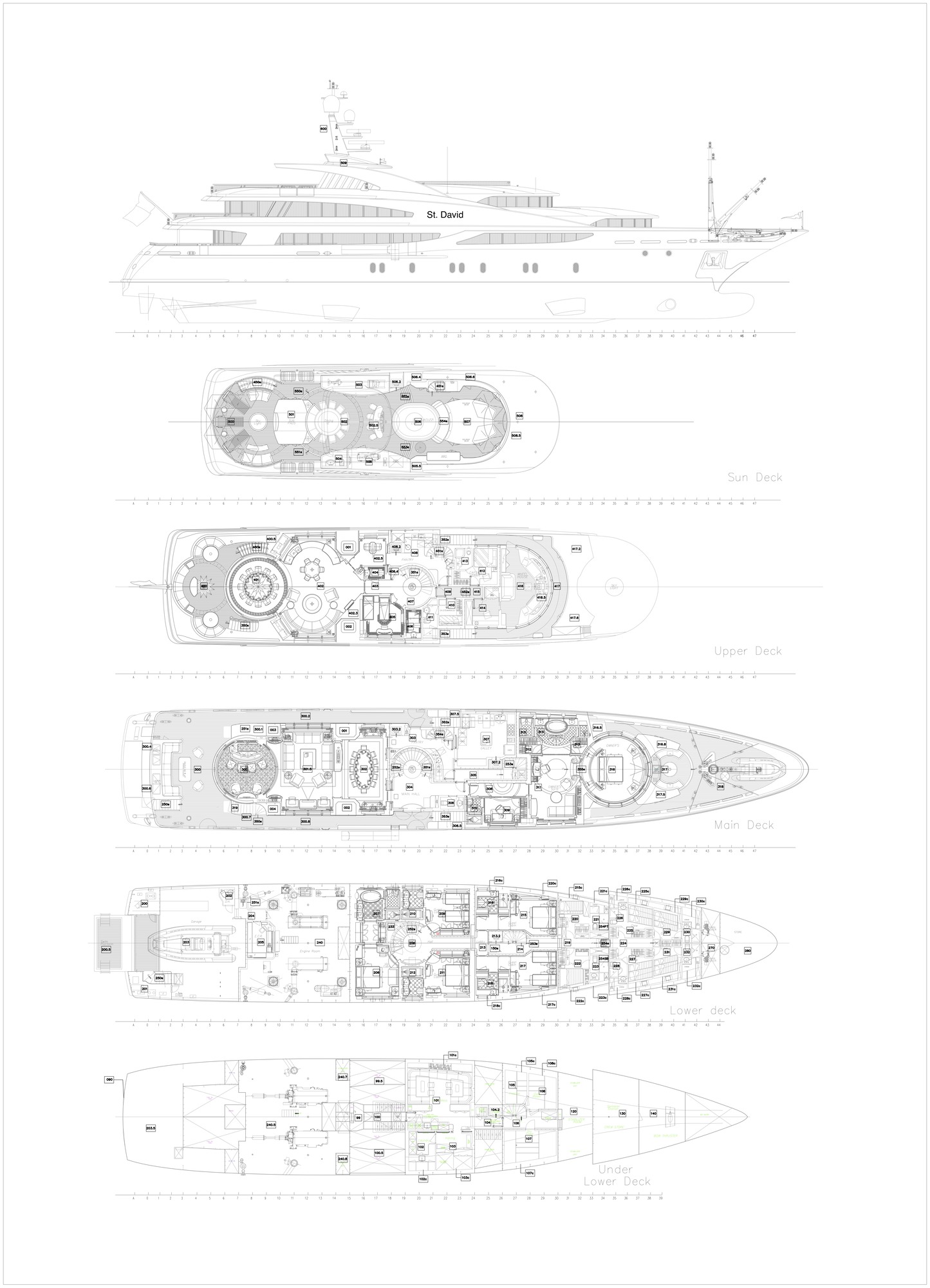 Benetti 60m ST DAVID deckplans - Arcon Yachts
